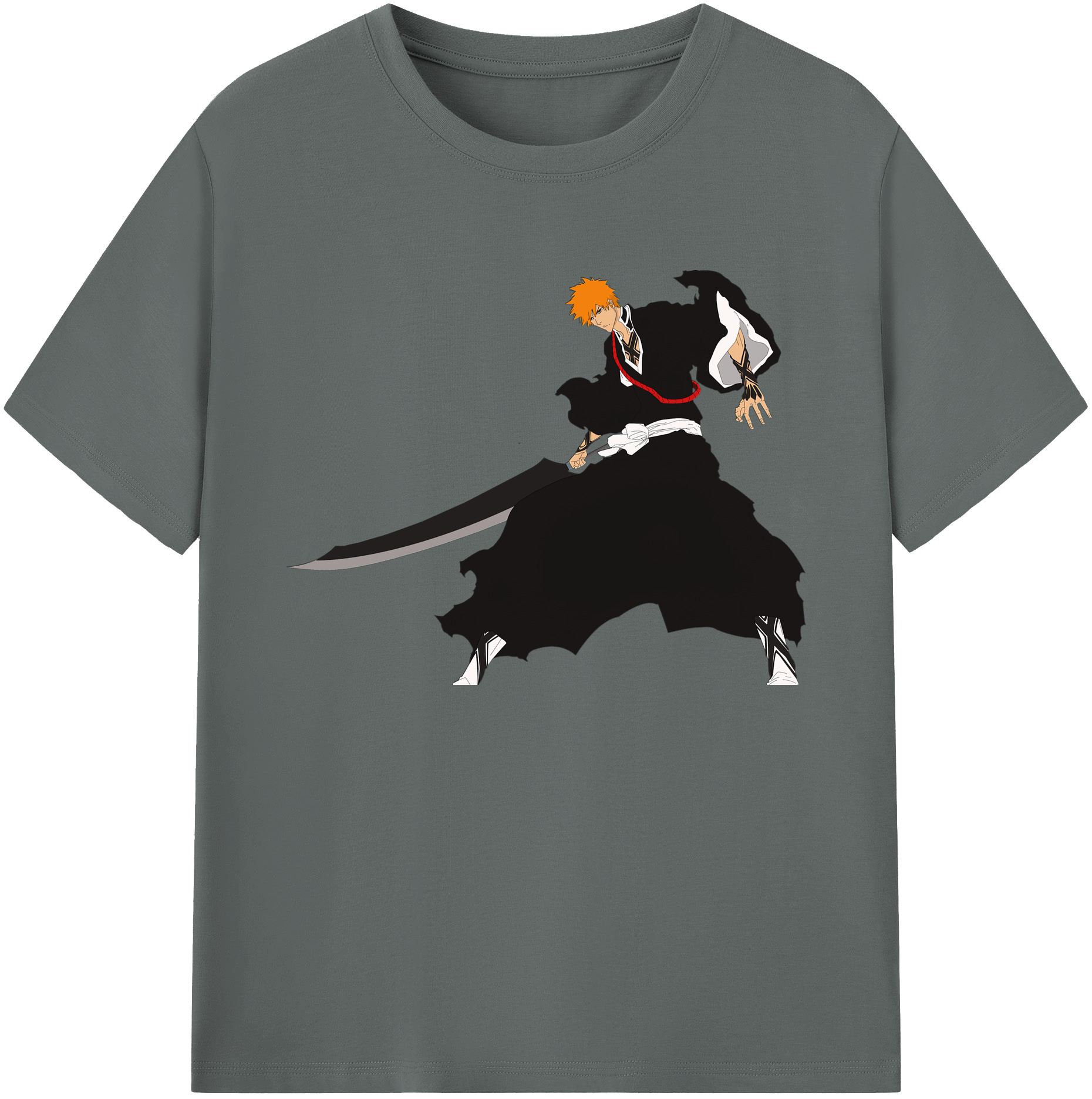 （画像用） ブリーチ 黒崎一護（くろさき いちご）BLEACH Kurosaki Ichigo 綿100％ メンズ半袖Tシャツ｜肌触りやわらか＆通気性